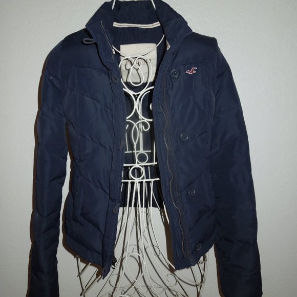 Hollister Navy Blue Puffer Jacket S - Picture 1 of 6